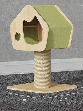 Modern Wooden Cat Condo with Scratching Post